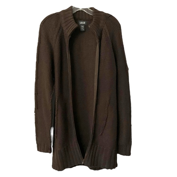 Lou‎ Lou Brown Kit Oversized Sweater L Women Fall Casual Lagenlook Zipper Heavy - Picture 3 of 10